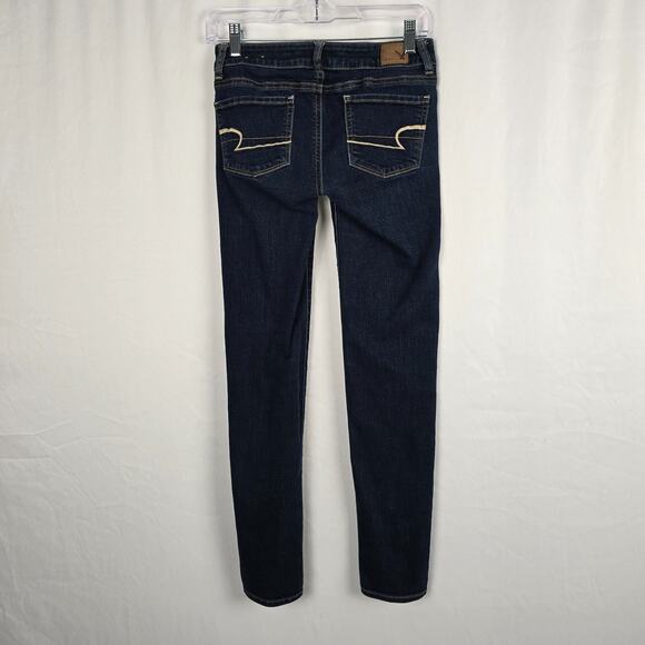 American Eagle Skinny Jeans Women's 0 Super Stretch Blue Dark Wash - Picture 9 of 16